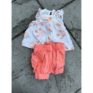 Baby Girl 2-Piece Outfit – Ruffle Top & Coral Bloomers, Size 3M